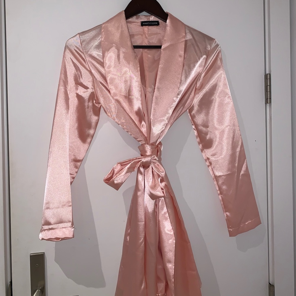 Pretty Little Thing Pink Satin Wrap Dress